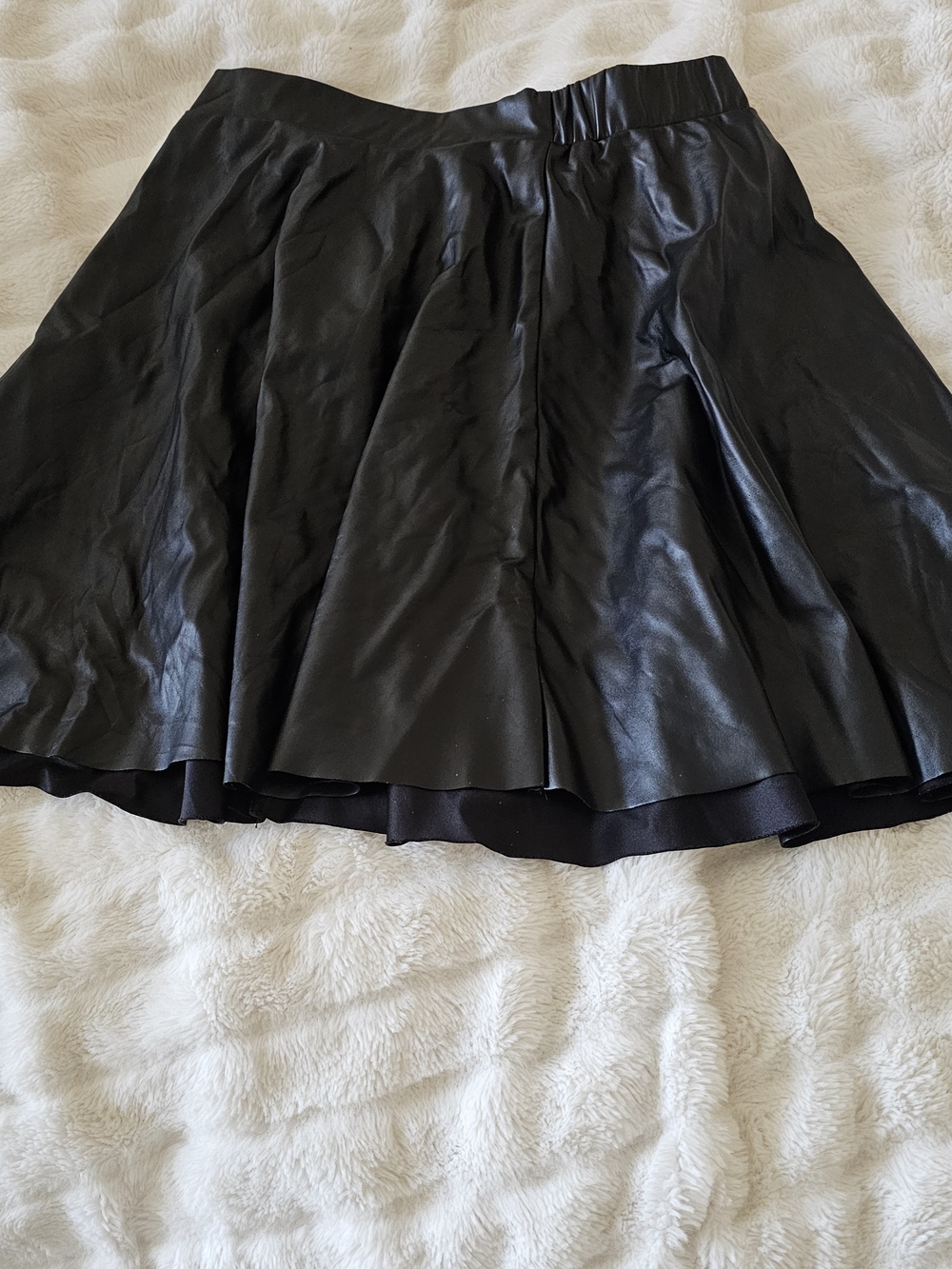 Black Faux Leather A-Line Skirt